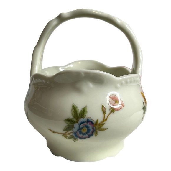 Takahashi‎ San Francisco Porcelain Basket Floral Butterfly Trinket Dish Japan - Picture 2 of 13